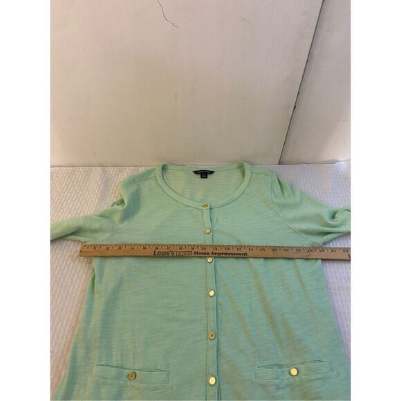 Lands end size 14-16 mint green gold buttons top large petite LP #62830 - Picture 2 of 6
